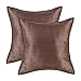 CaliTime Pack of 2 Silky Throw Pillow Covers Cases for Couch Sofa Bed Modern Light Weight Dyed Striped 18 X 18 Inches Coffee