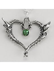 Sterling Silver Dragonheart w/ Faceted Emerald Green Quartz