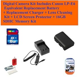 Canon EOS 5d Mark Ii Digital Slr Camera Kit Includes Canon Lp-e6 Equivalent Replacement Battery + Replacement Charger + Lens Cleaning Kit + LCD Screen Protector+ 16gb Sdhc Memory Kit