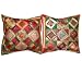 2 Pink Green Tribal India Vintage Sari Toss Pillow Cushion Covers
