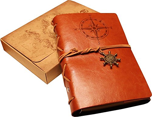 Classic refillable writing journal (naval compass embossing) - vi…