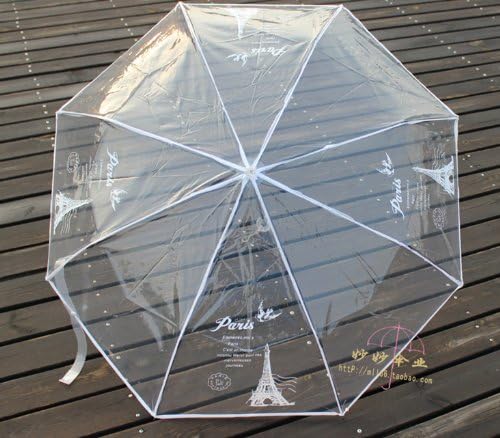 Ultralight EVA Transparent Eiffel Tower unisex folding umbrella