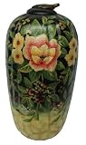 Floral vase / jar hand painted with rich crackle finish, porcelain