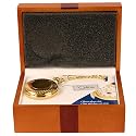 Colibri Pocket Watch Hunting Case Moon Phase Day Date Dial Goldtone Wooden Box PWQ095887J