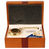 Colibri Pocket Watch Hunting Case Moon Phase Day Date Dial Goldtone Wooden Box PWQ095887J