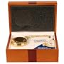 Colibri Pocket Watch Hunting Case Moon Phase Day Date Dial Goldtone Wooden Box PWQ095887J