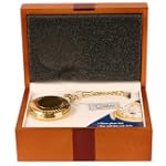 SAVE $40.04 - Colibri Pocket Watch Hunting Case Moon Phase Day Date Dial Goldtone Wooden Box PWQ095887J $39.95