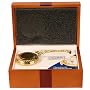 Colibri Pocket Watch Hunting Case Moon Phase Day Date Dial Goldtone Wooden Box PWQ095887J