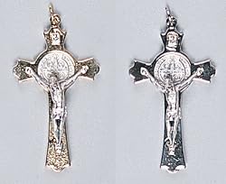 Saint Benedict Crucifix in Silver or Gold - 3'' in Height - MADE IN ITALY