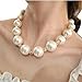 Sandistore Women Big Pearl Crystal Statement Chain Necklace