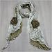 Cotton Lace Stitching Embroider Decorative Flowers Long Scarf Shawl - Tan