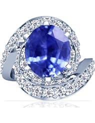 Platinum Oval Cut Blue Sapphire Ring With Sidestones (GIA Certificate)