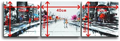K Ban Hand Painted Abstract Oil Paintings Fashion Ladies Walking On The Street In Urban City 3 Panels Into The Barrel Wall Decoration