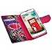 LG OPTIMUS L90 Case, Magnetic Closure Leather Flip Wallet Case with 2 Card Slots, Cash Compartment and Detachable Wrist Strap for LG Optimus L90 Wallet Case (Purple Heart)