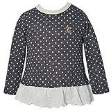 2016年 秋冬 UZULAND ウズランド ジャガード天竺 ドット 裾レース 長袖Ｔシャツ スミクロ◇80cm