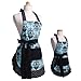 Flirty Aprons Bundle - 2 Items - Women's Aqua Damask Apron & Girl's Aqua Damask Apron