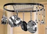 Innova inc Wrought Iron Oval Ceiling Hanging Pot Rack with Chrome Plated Grid Black 51Huw1eXwgL. SL160 Innova inc Wrought Iron Oval Ceiling Hanging Pot Rack with Chrome Plated Grid Black