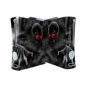 Bundle Monster Vinyl Skins Accessory For Xbox 360 Game Console - Cover Faceplate Protector Sticker Art Decal - Red Eye Skull