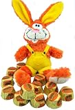 Candy Lovers Easter Gift Orange Yellow 10" Plush Bunny Rabbit in Overalls with Reeses Peanut Butter Cup Chocolate Candies