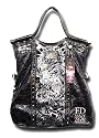 New Ed Hardy By Christian Audigier Mailis Leather Foldover Clutch Handbag in "Love Kills Slowly" Tattoo~newest 2009 Collection