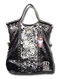 New Ed Hardy By Christian Audigier Mailis Leather Foldover Clutch Handbag in “Love Kills Slowly” Tattoo~newest 2009 Collection