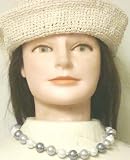 One Strand Simulated Ivory and Dark Pearls Kutu Choker Necklace Earrings for Women Teens Offered...