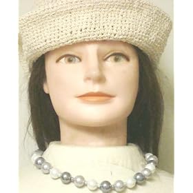 One Strand Simulated Ivory and Dark Pearls Kutu Choker Necklace Earrings for Women Teens Offered...