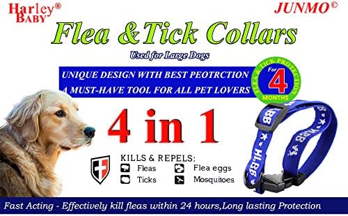 Flea and Tick Collar for All Kinds of Dogs and Cats - Pests Repellent for Pet - Added with Natural Oils (safe pet protection from pest bites infestations larvae lice mosquitoes)(Large, Blue)