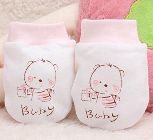 Fashion Baby Glove Cartoon Pattern Anti-grasping Gloves Newborn Protection Face 100% Cotton Anti Scratching Gloves huahana bebe haawina (1 pair, pink color)