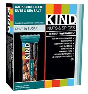 KIND Nuts & Spices, Dark Chocolate Nuts & Sea Salt, 1.4 Ounce, 12-Count Bars