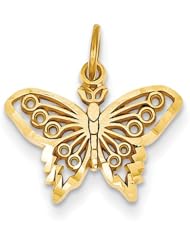 14k Yellow or White Gold Butterfly Charm