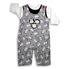 SnoPea - Newborn And Infant Girls Long Sleeve Knit Overall Set, Grey, Black, Red