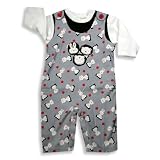 SnoPea - Newborn And Infant Girls Long Sleeve Knit Overall Set, Grey, Black, Red