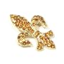 Yellow Topaz Color Austrian Rhinestone Fleur de lis Gold-Tone Brooch Pin