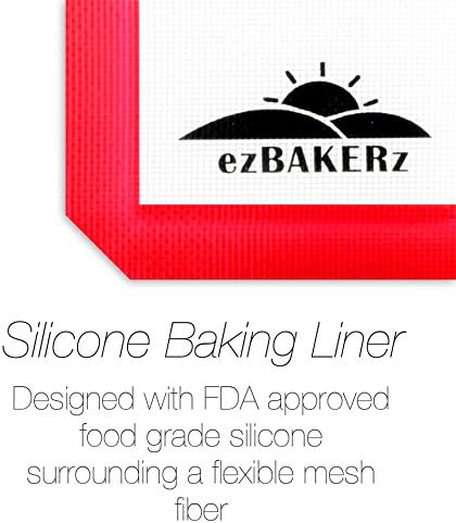 ezBAKERz Silicone Baking Mat/Half Sheet with Free-Bonus Oven/BBQ Mitts/Potholder Professional Bake Set, Non-Stick, Beast Mode Supplies, Red
