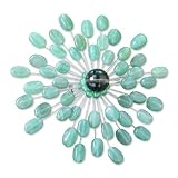 Fluorite and quartz brooch, 'Sunflower' 3.9 W 1.2 L