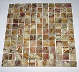 Multi GREEN Onyx 1x1 Polished Mosaics Meshed on 12