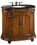 Kendall 37 Inch Ivory Single Sink Cabinet with White Granite Top, 37"W, AN OAK BLK GRNT