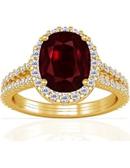 14K Yellow Gold Cushion Cut Ruby Ring With Sidestones (GIA Certificate)