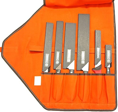 Heavy-Duty 6 Pocket Knife Storage Case - Knife Roll - Tight Woven Heavy-Weight Canvas - Hunter Safety Orange