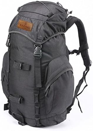 LOOGU Zeepack Heavy-Duty Hiking Backpack Internal Frame Water Resistant Daypack - With Rain Cover (Black)