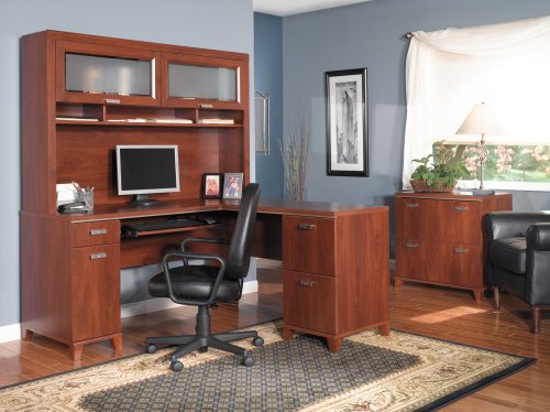 Bush Furniture Tuxedo Collection L-Desk, Hansen Cherry