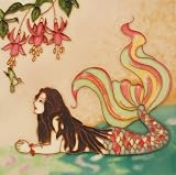 8x8 Art Tile - Mermaid and Humming Bird