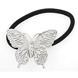 Silver Monarch Butterfly Handcrafted PonyTail Holder