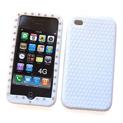 Apple iPhone 4 (NOT 4S) (AT&T) Diamond Skin Case Protector with "Diamond Texture Grip" White