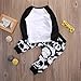 Baby Boys Long Sleeve Letters Little Heart Breaker Print T-Shirt and Panda Pants Outfit Set Black