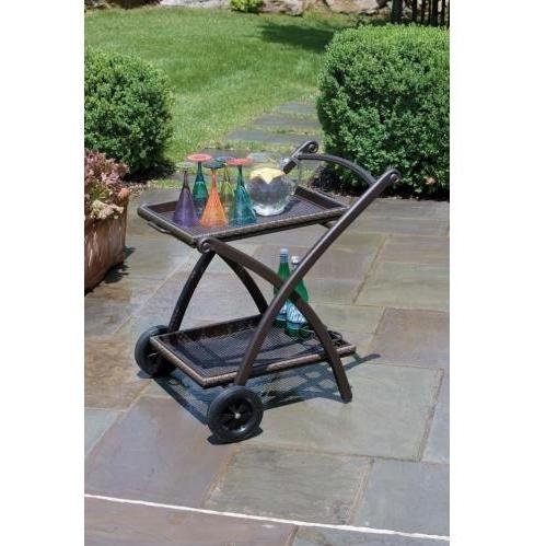 Vento Wicker Serving Trolley With Aluminum Base - Java