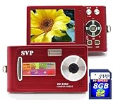 SVP DC-12DX-Red 12MP Max Thinnest DIGITAL CAMERA VIDEO w/ SOUND! (SVP 8GB SDHC Memory Card Included)