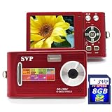SVP DC-12DX-Red 12MP Max Thinnest DIGITAL CAMERA VIDEO w SOUND! (SVP 8GB SDHC Memory Card... by SVP