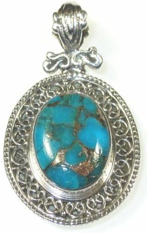 Oval Sterling Silver Blue Copper Turquoise Pendant